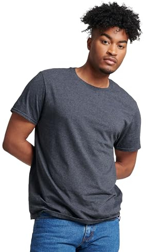 Russell Athletic Men's Essenital Men's Short Sleeve Tee Shirt, Black Heather, XXL
