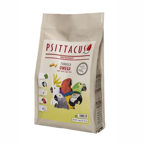Psittacus Omega 3 kg | Pienso Completo para Yacos, Guacamayos, Eclectus y Otros Loros Africanos | Alimento Premium para Aves | 100% no-GMO