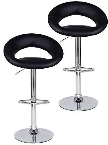 dibea Barhocker 2er-Set 360° drehbar, höhenverstellbarer Barstuhl belastbar bis 130kg, stabiler Standfuß mit Bodenschutz & Fußablage, schwarz Modell 1