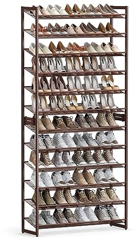 SONGMICS Metal Shoe Rack, 12-Tier Shoe Orgainzer, Holds 48-60 Pairs