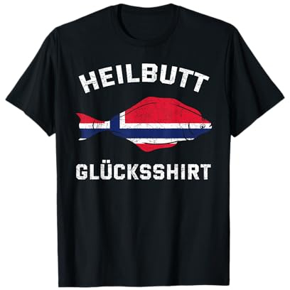 Heilbutt Glücksshirt Norwegen Flagge Angler Reise Geschenk T-Shirt