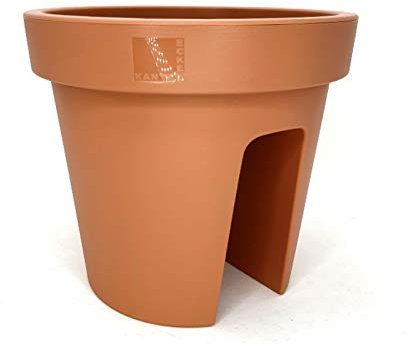 meindekoartikel Blumenkasten Blumentopf Pflanztopf Geländertopf für Balkon Garten Terrasse leicht anzubringen (Ø 28cm x Höhe 25cm, Terracotta)