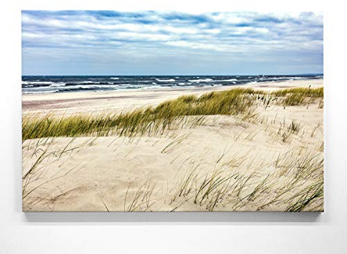 Atemberaubende Ostsee Leinwand-Bilder als XXL Wandbild 200cm x 150cm, Motiv Dünen, Strand und Wellen 2. Einzigartiges Panorama-Bild für Wohnzimmer, Schlafzimmer. aufgespannt auf 4cm Holz-Keilrahmen
