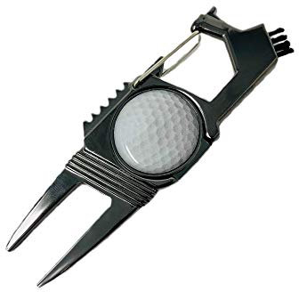 Laizy Daizy 5-in-1 Pitchgabel aus Zinklegierung, langlebig, 3 Reinigungswerkzeuge, Pitchgabel und Ballmarker, tolles Geschenk für jeden Golfer