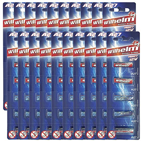 Wilhelm A27 Batterien 12V 25 mAh Alkaline (MN27, V27GA, LR27A) – 100 Stück
