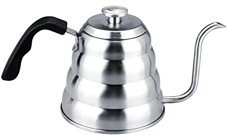 Tyenaza 1,2L Bouilloire à Café en Acier Inoxydable 304 avec Thermomètre, Théière à Col de Cygne pour La Plupart Cuisinières à Induction à Gaz et Electriques