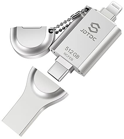 Genuine Apple MFi Certified iPhone Flash Drive 512GB - Real Capacity - One-Click Encrypted Auto Backup Photo Stick, Securely Store & Transfer Photos, Videos, Contacts, Files For iPhone/iPad/Android/PC