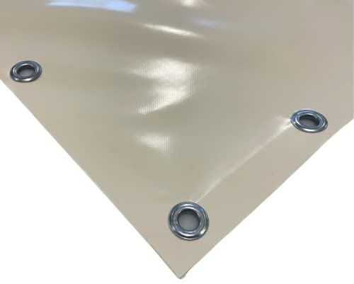 TENDAGGIMANIA Telone Occhiellato impermeabile per esterno - Telo pvc 650 gr per coperture barca camion pergolato copri camper copri legna - Telo impermeabile esterno Misure 5X6, CREMA 264