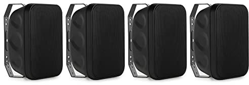 McGrey OLS-5251BK Altavoces Outdoor Set de 4 - Sistema de Dos Vías - IP56 - para Restaurante, Biergarten, Terraza y Jardín - Woofer 5,25 y Tweeter 1 - 50 Vatios - 8 Ohm y Operación 70/100V - Negro
