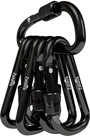 Zalava Mini Schlüsselanhänger Karabiner, 6 Stück Karabiner mit Schraubverschluss Aluminium Mehrfunktionale 6cm Karabinerhaken für Camping, Angeln, Wandern Oder Reisen(6pcs Schwarz)