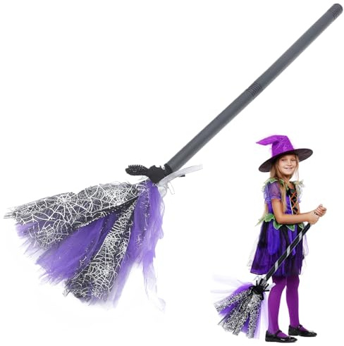 FOMIYES Kinderbesen Halloween Hexenbesen Hexenbesen Kinder Reisigbesen (Violett)
