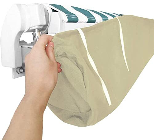 Funda Protectora Toldos, 420D Oxford Tarpaulin Awning Bolsa de Almacenamiento Solar Impermeable contra la Nieve de Polvo, para Patio Cubierta Retráctil, Jardín Al Aire Libre y muebles (3 M Beige)