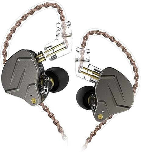 KZ ZSN Pro in-Ear Wired Headphones Noise Cancelling Earbuds with Deep Bass,Clear Sound and Ergonomic Custom-Fit Earpieces (S/M/L), 3.5mm Jack for Phones and Laptops(Grey Without Mic)