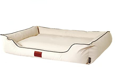 Mayaadi-Home Hundebett Bobby Kunstleder Hundesofa Schlafplatz Hundekorb Hundesofa Hundekorb Leder Hund Hundekissen Wasserfestes Hundematratze Creme M (105x75x20 cm)