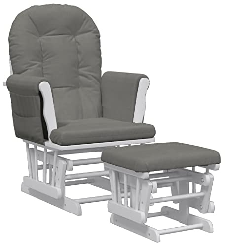 vidaXL Schaukelsessel mit Hocker, Schaukelstuhl für Kinderzimmer Schlafzimmer Wohnzimmer, Relaxsessel mit Gleitfunktion, Gleitender Schaukelsessel Relaxstuhl, Dunkelgrau Stoff