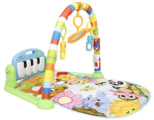 Belfoyer Baby Gym Matte mit Klavier,Baby-Spielmatte mit Klavier,Mit Sounds und Zubehör Tiermotiv Babyspielzeug,Weich und bequem/leicht zu reinigen/Puzzle/Eltern-Kind-Interaktion(Blau)
