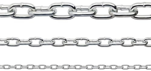 Constrabo® | Edelstahlkette kurzgliedrig DIN 766 | 10,0 m Ø 5 mm | Edelstahl 316 (V4A) | Rostfreie Edel-Stahlkette Meterware Rundgliederkette Absperrkette Sicherheitskette Rundstahlkette Ankerkette
