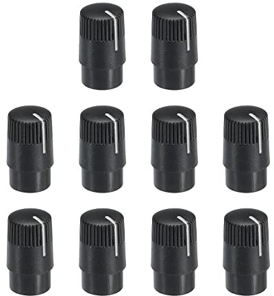 QUARKZMAN Potentiometer Drehknopf ABS Gitarre Knopf für E-Gitarre Leistung Verstärker Stereoanlagen Bass Lautstärke Ton 180° Drehknopf 6mm D Typ Welle Schwarz Weiß 10Stk
