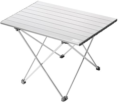 HAEGS Campingtisch, Aluminium Klappbarer Tisch für Picknick, BBQ, Angeln, Outdoor-Aktivitäten, Strand, leicht tragbar kompakt Outdoor Ultraleicht Camping Tisch Große Größe - Silber