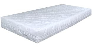 BDW Colchón de Espuma - H2 de firmeza Media - para bebé, niños, Cama Individual - con Funda desenfundable y Lavable con Cierre rápido -Antialérgico - Doble Cara - Elástico - Blanco - 180x90x8cm