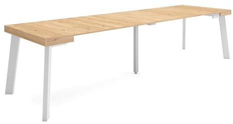 Skraut Home | Ausziehbarertisch | Multifunktionaler ausziehbarer | 300 | Für 14 Gäste | Hölzerne Beine | Moderner Stil | Eiche