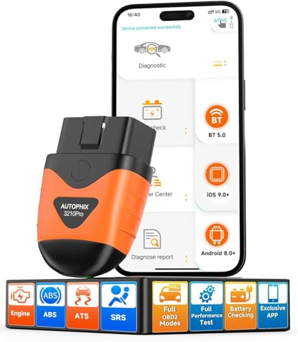AUTOPHIX Bluetooth OBD2 Scanner, 3210 PRO Car Scan Tool Check Engine ABS SRS Transmission Wireless Code Reader Auto Car Diagnostic Scanner with Battery Test Exclusive APP for iPhone, iPad & Android