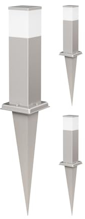 ledscom.de 3 piezas POLLY luz de bolardo con pincho de suelo para exteriores, 35cm, cromo, casquillo G9