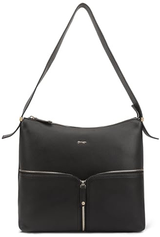 PAUL COSTELLOE NAZAS Real Leather Grained Hobos Shoulder Bag, Multi Pocket Handbags, Versatile Leather Bag with Secure Top Zip