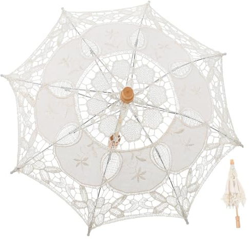GALPADA Schirm Aus Spitze Mit Holzgriff Babyoutfits Für Mädchen Vintage Regenschirme Für Frauen Sonnenschirme Für Damen Klarer Regenschirm Badezubehör Dekorativer Regenschirm Braut Anmut