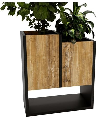 CraftPAK Blumenständer für Innen | Pflanzenständer aus hochwertigem Holzwerkstoff H50 x L44 x B22,6 cm | Blumenkasten/Blumenständer ohne Einsatz | Pflanzenkasten/Pflanzkübel - Holmuster