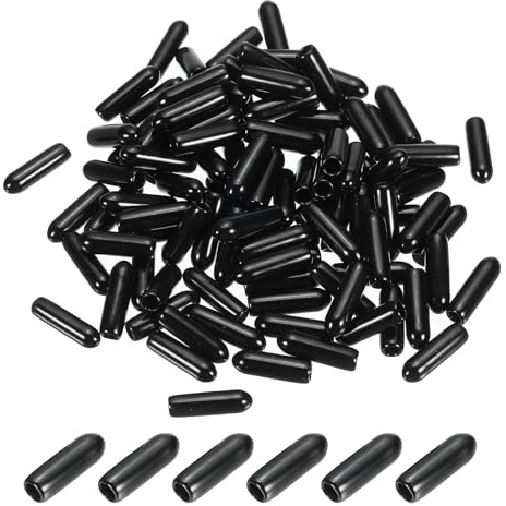 PATIKIL Tapones para Extremo de 3mm de Goma de Vinilo Negro 150pcs | Tapas Flexibles, Protectores Redondos, para Tornillos y Pernos, Tubos Metálicos