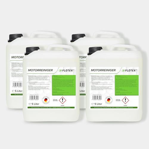 Flotex® 4x5L Motorreiniger - Konzentrat – Reiniger-Konzentrat für den Motor - Motorraum Reiniger & Entfetter - Motorsystemreiniger & Pflege von Auto, Motorrad & anderen Kfz