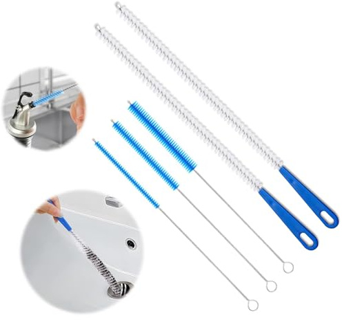 ZUOQIANG 5 pcs Pipe Cleaning Brushes Set, Includes 2 Pieces 45 cm Drain Cleaners and 3 Different Pipe Brushes for Detail, for Baby Bottle Tube Pipe Flask Straws Cleaning