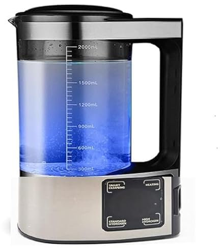 Wrobelax Generador de agua, generador de agua de hidrógeno de 2 litros, máquina de hidrógeno rico en agua, máquina de microelectrólisis para hacer jarras de agua alcalina, hidrógeno SPE y PEM producen