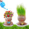 2Pcs Planta De Muñeca con Cabeza De Hierba En Crecimiento, Maceta De Cabeza De Muñeca, Planta Cabeza Hierba Que Crece En Macetas Bonsai Mini, Bonsái De Muñeca con Cabeza De Hierba con Bandeja (M1)