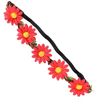 PAMINGONO 5stücke Sonnenblumen Stirnband Blumen Haarband Hawaii Blumenkranz Rot Blumenkranz Blumen Haarschmuck Haare Rot Haarband