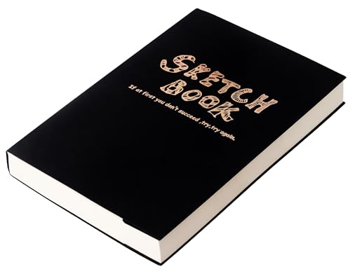 SuyuanArt A4-Skizzenbuch mit schwarzem Einband aus Kraftpapier, 120 Blatt (100 g/m²), Skizzenbuch mit Hardcover, blanko, Tagebuch, Notizbuch für Skizzen, Kritzeln oder Notizen (A4-Skizzenbuch)