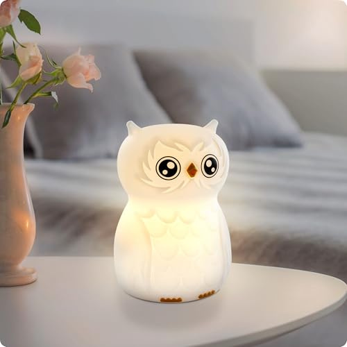 ANSMANN Nachtlicht Kinder aus Silikon, Tier Lampe Eule, Wiederaufladbar, Dimmbar, Verschiedenfarbig, Geburtstagsgeschenk für Jungen & Mädchen