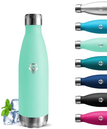 Grsta Gourde Isotherme 500ml, Gourde Inox, 24h Froid & 12h Chaud, Gourde sans Bpa, Gourde Metal, Double Vide, Facile à Transporter, Bouteille d'eau pour l'École, Bureau, Camping, Voyage, Bleu