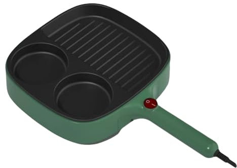 Suoumwa Padella Elettrica per Omelette Padella da Barbecue Fornello Elettrico Padella Elettrica Piatta Piccola Pentola Elettrica A Padella per Friggere Steak Spina EU A