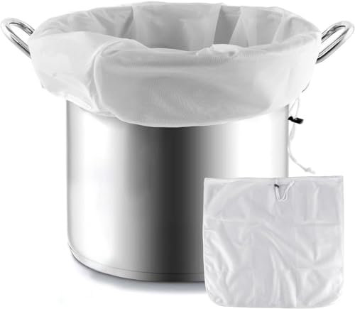 TEOZBLU Filter Braubeutel Extra Großer 56x66cm, Filterbeutel Siebbeutel, 45 Mesh, Hopfenfilter Bier Weiss Presssack Filtertuch Auspresstuch Passiertuch Nussmilchbeutel für Obstpresse Wein Marmelade