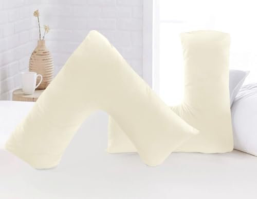 Luxury Microfiber V-Shaped Pillowcase – Ultra Soft, Breathable & Wrinkle-Resistant – Support Pillow Cover for Pregnancy, Nursing & Orthopedic Comfort – Machine Washable (Cream)