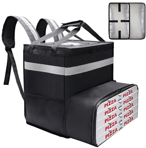 Windspeed Pizza Delivery Backpack for Bike, Expandable Food Delivery Backpack for Bike with 2 Support Boards/Reflective Strip, Insulated Pizza Bags