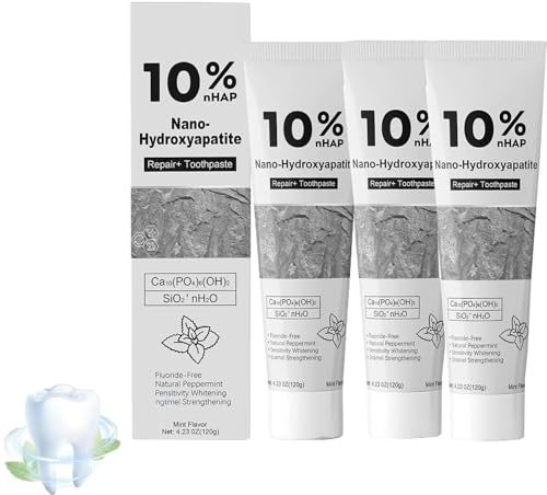 10% Hydroxylapatit Zahnpasta,Hydroxyapatite Toothpaste,Schutz des Zahnschmelzes und Stärkung der Zähne,Fluoridfreie Zahnschmelzreparatur und Linderung von Zahnempfindlichkeit (3)