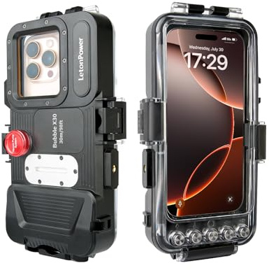 LetonPower X30 Custodia impermeabile Bluetooth per telefono fino a 30 m per fotografia e video subacquei - Custodia subacquea, compatibile con iPhone, Samsung, Huawei e Android