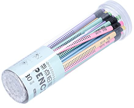 KIMISS Matite Non Slip Hb con Gomme - 30 Matite Colorate per Bambini e Studenti - Strumenti di Scrittura e Disegno Perfetti