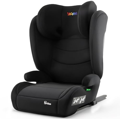 YALION I-SIZE Kindersitz 15-36kg,Kinderautositz mit Isofix, Black | Kindersitzerhöhung 100-150cm,3-10 Jahre, Gruppe 2/3, Verstellbar & Seitenschutz