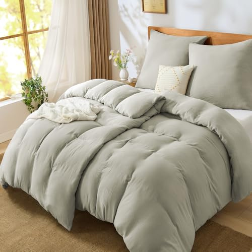 BEDELITE Musselin Bettwäsche 135x200 4teilig Baumwolle, Taupe, ÖKO-TEX | Sommer Bettwäsche-Sets mit Reißverschluss, Bettbezug 2er Set 135x200cm mit 2 Kissenbezüge 80x80cm, weiche und atmungsaktiv