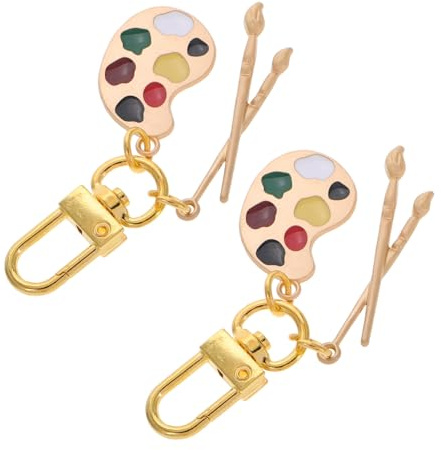 FOMIYES 2pcs Artist Palette and Paintbrush Keychain Creative Art Teacher Appreciation Gift Motivational Pendant Charm for Art Lovers Encouraging Creativity and Passion