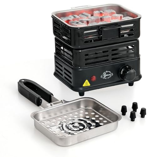 MINKAH Bruciatore a carbone multiuso a carbone, piastra calda per stufa elettrica al cocco, starter 1000 W, a cubo ad alte prestazioni (nero)